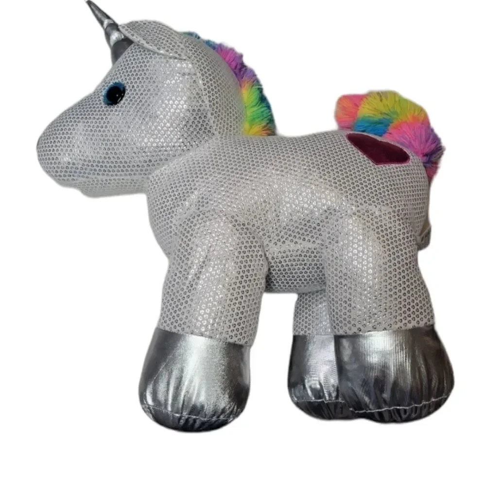 Dan Dee Silver Sparkle Rainbow plush stuffed Unicorn Horse 22